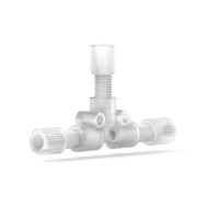 Adapters & Connectors: Tee for 1/8'' OD Tubing, 1/4"-28 Flat Bottom, ETFE Adapters & Connectors: Tee for 1/8'' OD Tubing, 1/4"-28 Flat Bottom, ETFE