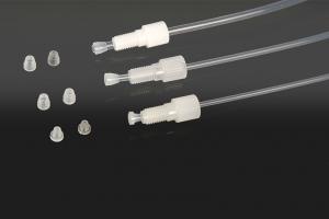 Adapters & Connectors: Standard Flangeless Fittings,  1/4''-28/ M6 Threads, PP/PTFE Material,   30 Pieces/Pk